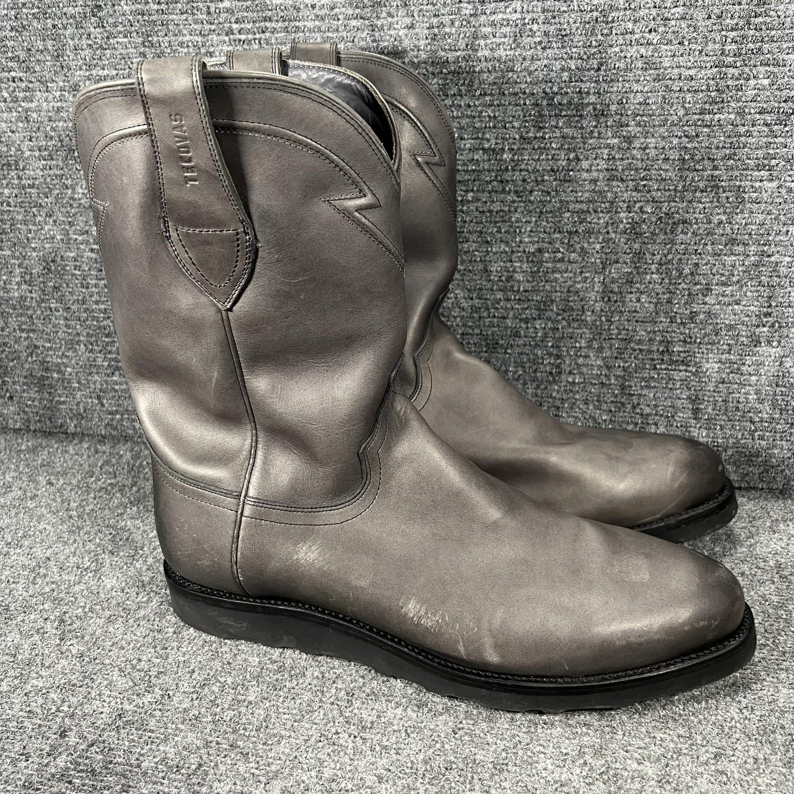 Tecovas Ranch Wear Boots Mens Size 14 Gray Leather Vibram Sole Slip Resistant